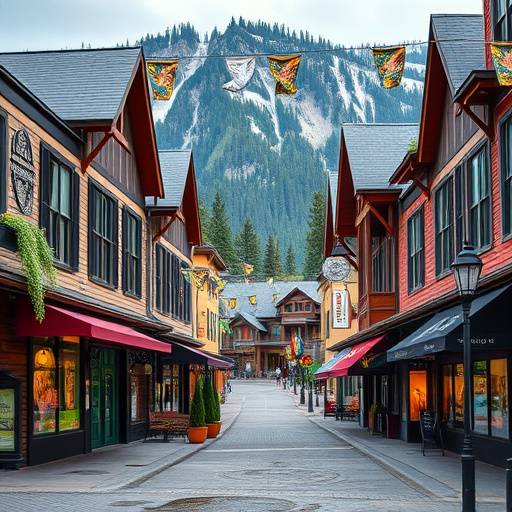 Banff town center with shops and restaurants