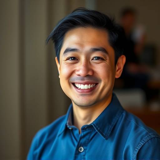 David Lee, smiling man in a blue shirt